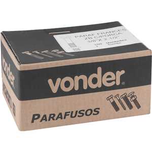 Parafuso francês zincado, 3/8" x 2.1/2", com porca, VONDER