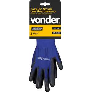 Luva de nylon com poliuretano, touch screen, tamanho 8, LTV 108, VONDER