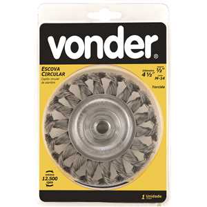Escova circular 4.1/2" x 1/2", M14, torcida, VONDER