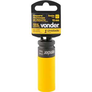 Soquete sextavado de impacto, encaixe 1/2", 19 mm, para roda de liga leve, VONDER