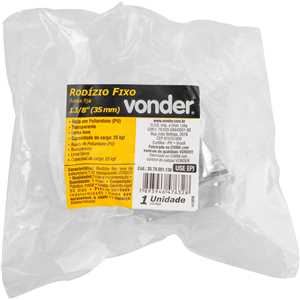 Rodízio fixo leve 1.3/8", de poliuretano, transparente, VONDER
