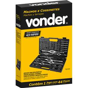 Jogo de machos e cossinetes, com 44 peças, VONDER