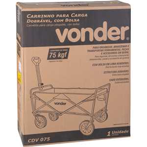 Carrinho para carga, dobrável, com bolsa, 75 kgf, CDV 075 VONDER