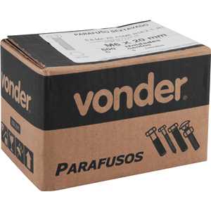 Parafuso sextavado zincado 6 mm x 20 mm, MA, rosca total, VONDER