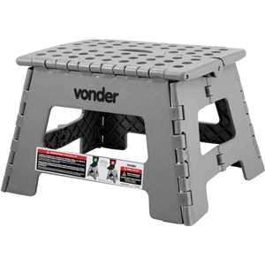 Banqueta plástica dobrável, cinza, altura 220 mm, VONDER