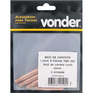 Bico de contato 1,0 mm x 43 mm, para tocha TMV 300, VONDER