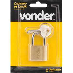 Cadeado de latão 25 mm, encartelado, VONDER
