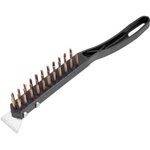 Escova manual com cerdas de aço, 3 fileiras, com cabo de plástico com raspador, VONDER