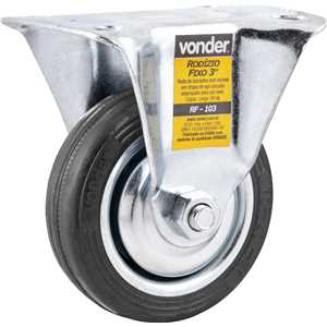 Rodízio fixo leve 3", de borracha, preto, VONDER