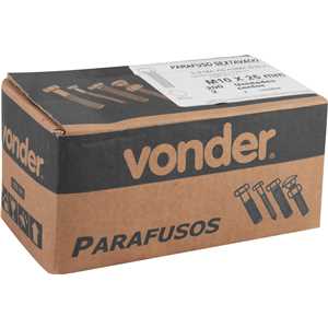 Parafuso sextavado zincado 10 mm x 25 mm, MA, rosca total, VONDER