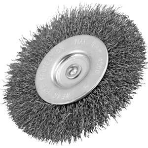 Escova circular 4", cerdas em aço inox, 4.500/min, com haste 1/4", VONDER