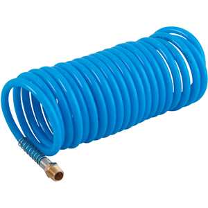 Mangueira/tubo poliuretano azul, espiral, conector 1/4" NPT macho, 5,0 mm x 8,0 mm, com 5,0 m, VONDER