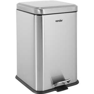 Lixeira retangular, 20 litros, inox, cinza, VONDER