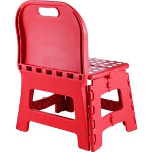 Banqueta plástica dobrável, vermelha, altura 220 mm, com encosto, VONDER