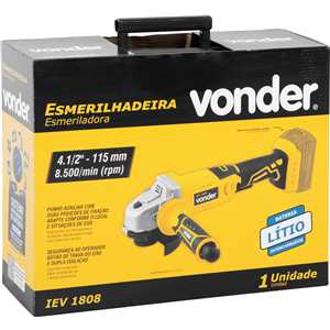Esmerilhadeira 4.1/2", bateria intercambiável de 18 V, sem bateria e sem carregador, IEV 1808 VONDER