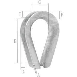 Anilha/sapatilho para cabo de aço, 4,76 mm - 3/16", cartela com 2 peças, VONDER