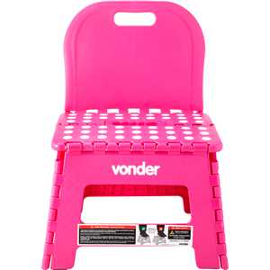 Banqueta plástica dobrável, rosa, altura 220 mm, com encosto, VONDER