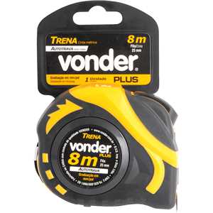 Trena curta de aço, autotrava, 8 m x 25 mm, VONDER Plus