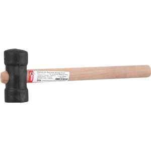 Martelo de borracha 40 mm, cabo em madeira, preto, NOVE54