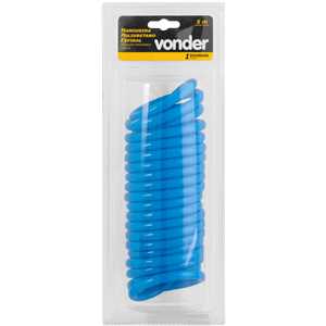 Mangueira/tubo poliuretano azul, espiral, conector 1/4" NPT macho, 6,5 mm x 10,0 mm, com 5,0 m, VONDER