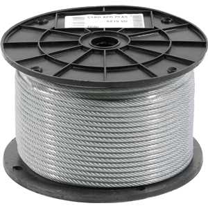 Cabo de aço plastificado transparente, alma de fibra, 4,76 mm - 3/16", 6 x 19M, VONDER