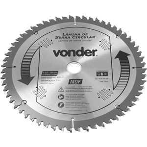 Lâmina de serra circular com dentes de metal duro, 185 mm x 20 mm, com 60 dentes, para MDF, VONDER
