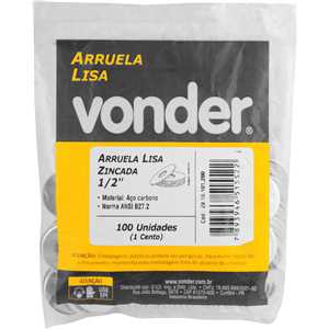 Arruela lisa 1/2", zincada, VONDER