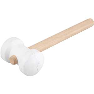 Martelo de borracha 60 mm, cabo em madeira, para azulejista, branco, NOVE54