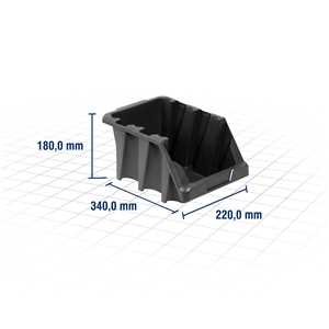 Gaveteiro plástico, nº 7, 18,0 cm x 22,0 cm x 34,0 cm,modelo prático, preto, VONDER