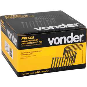 Prego coil anelado, 2,5 mm x 70 mm, polido, carretel com 300 unidades, para o pregador PP 700, VONDER