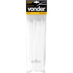 Abraçadeira de nylon, branca, 280 mm x 4,8 mm, com 100 peças, VONDER