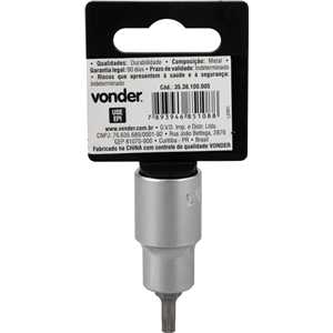 Soquete multidentado, curto, com encaixe de 1/2", M5, VONDER
