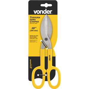 Tesoura 10", para chapas, modelo americano, corte reto, VONDER