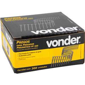 Prego coil anelado, 2,1 mm x 45 mm, polido, carretel com 300 unidades, para o pregador PP 550, VONDER