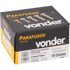 Parafuso madeira chipboard, cabeça chata, fenda cruzada/pozidrive, 3,5 mm x 14,0 mm, VONDER