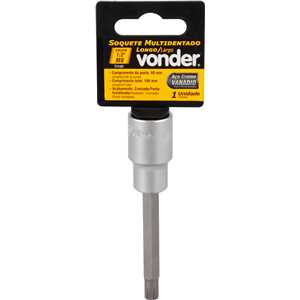 Soquete multidentado, longo, com encaixe de 1/2", M8, VONDER