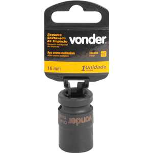 Soquete sextavado de impacto, encaixe de 1/2" x 16,0 mm, VONDER