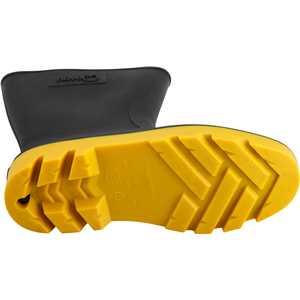 Bota de PVC preta com amarelo, cano médio, sem forro, 43, NOVE54