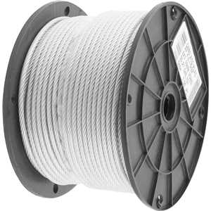 Cabo de aço plastificado transparente, alma de fibra, 3,97 mm - 5/32", 6 x 7, VONDER