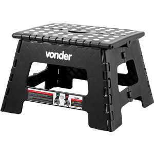 Banqueta plástica dobrável, preta, altura 220 mm, VONDER