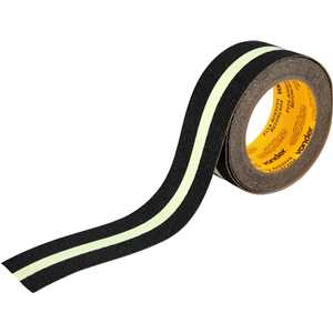 Fita antiderrapante 50 mm x 5 m, preta com faixa neon fotoluminescente, VONDER