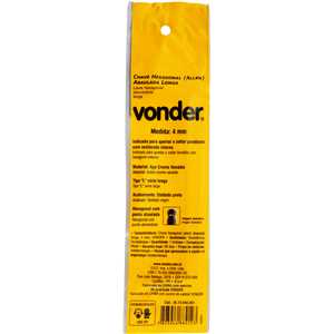Chave hexagonal (allen) abaulada longa, 4 mm, VONDER