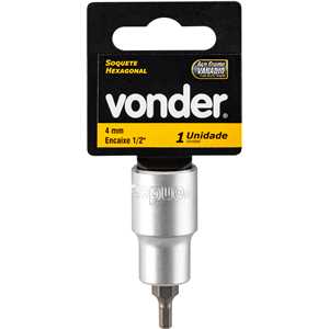Soquete hexagonal 4 mm, encaixe de 1/2", VONDER