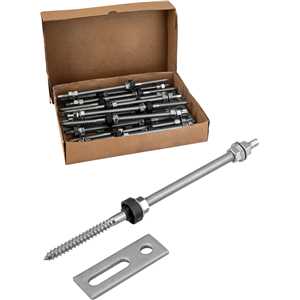 Conjunto haste M10 x 250 mm com suporte reto para painel solar, para madeira, VONDER