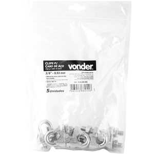 Clips para cabo de aço 3/8" - 9,53 mm, pacote com 5 peças, VONDER