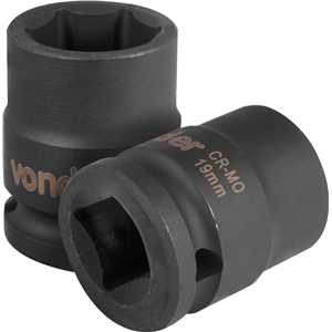 Soquete sextavado de impacto, encaixe de 1/2" x 19,0 mm, VONDER