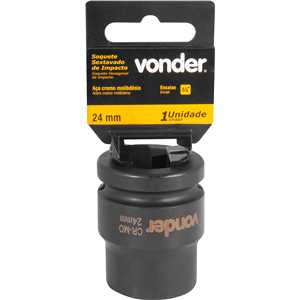 Soquete sextavado de impacto, encaixe de 3/4" x 24,0 mm, VONDER