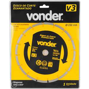 Disco de corte diamantado, 230 mm x 22,2 mm, segmentado, V3, VONDER