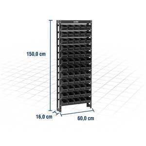 Estante metálica, com gaveteiros modelo prático preto, 60/3 VONDER
