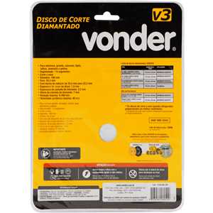 Disco de corte diamantado, 180 mm x 25,4 mm, segmentado, V3, VONDER